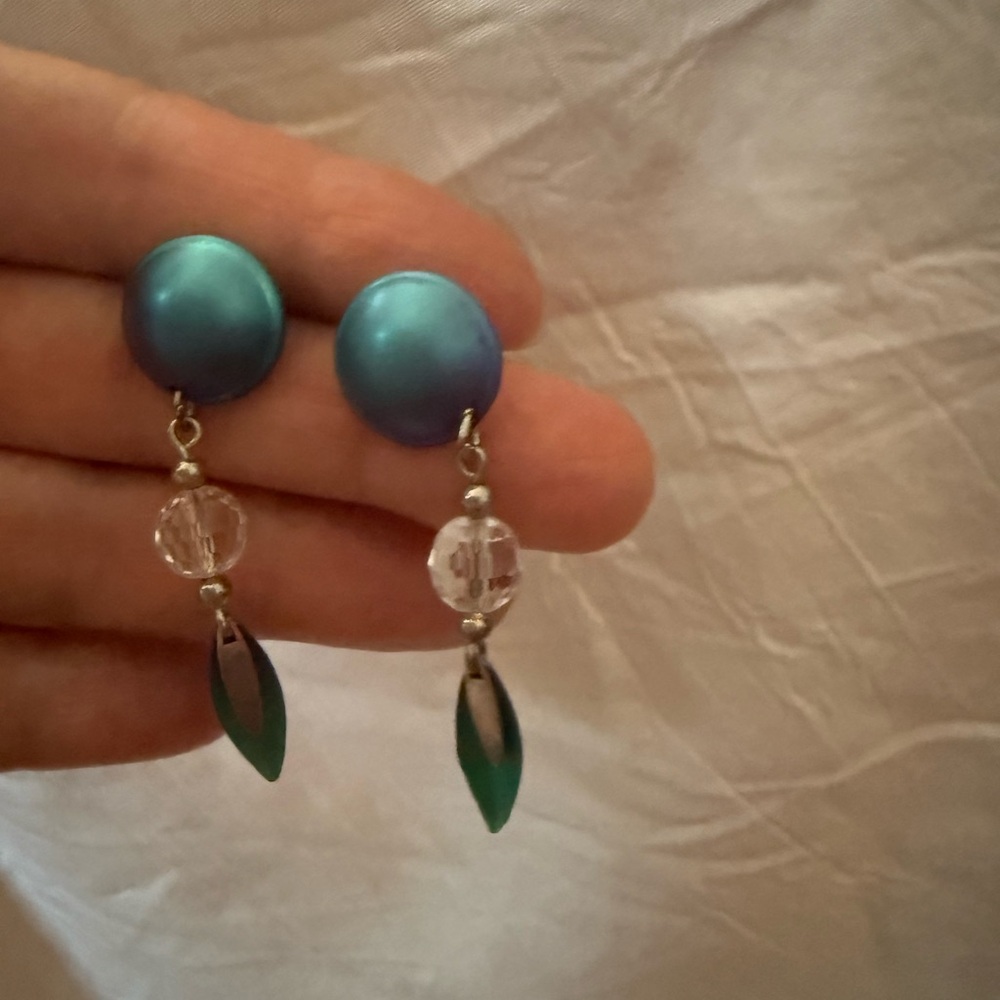 Titanium Blue and Silver Earrings